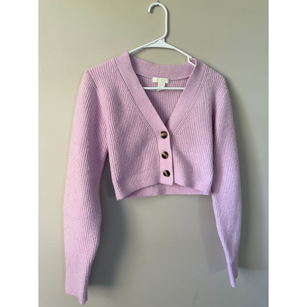 H&M pink rib-knit cropped cardigan Size XS